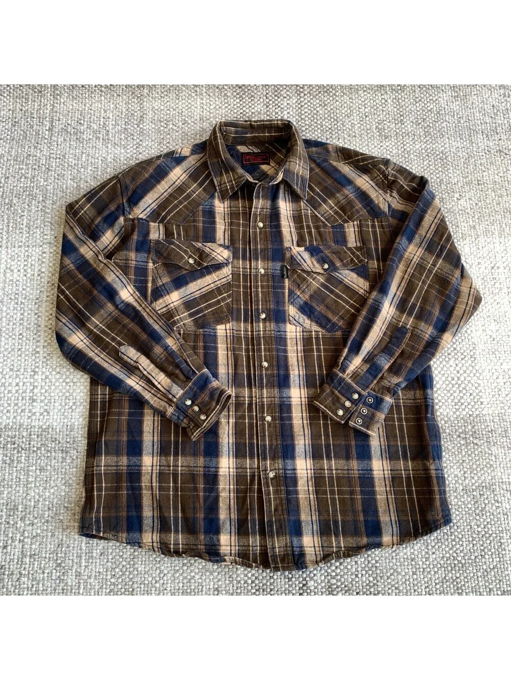 Five Brother Large Heavy Weight Long Sleeve Plaid Flannel Snap Shirt Jacket